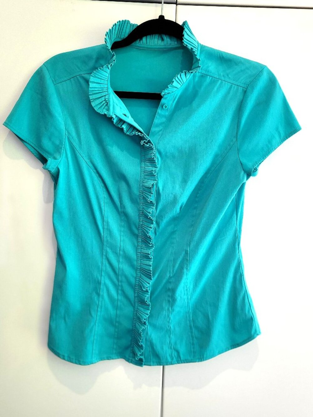 Vintage Pie Crust Collared Short Sleeve Shirt Size S